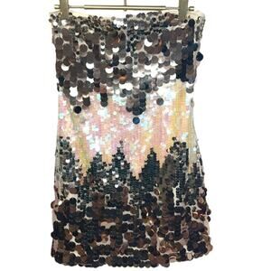 Le Lis – Ombré Sequin Strapless Mini Dress – Silver / Gold – Size XS